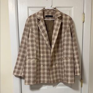 Oversized Brown Plaid Women's Blazer